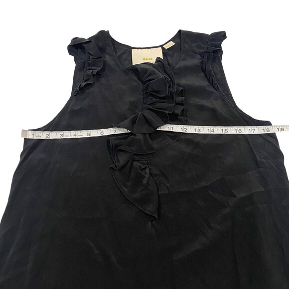 Anthropologie Maeve Hermine Silk Ruffle Sleeveless‎ Black Blouse Women's Size 10 - Picture 7 of 9